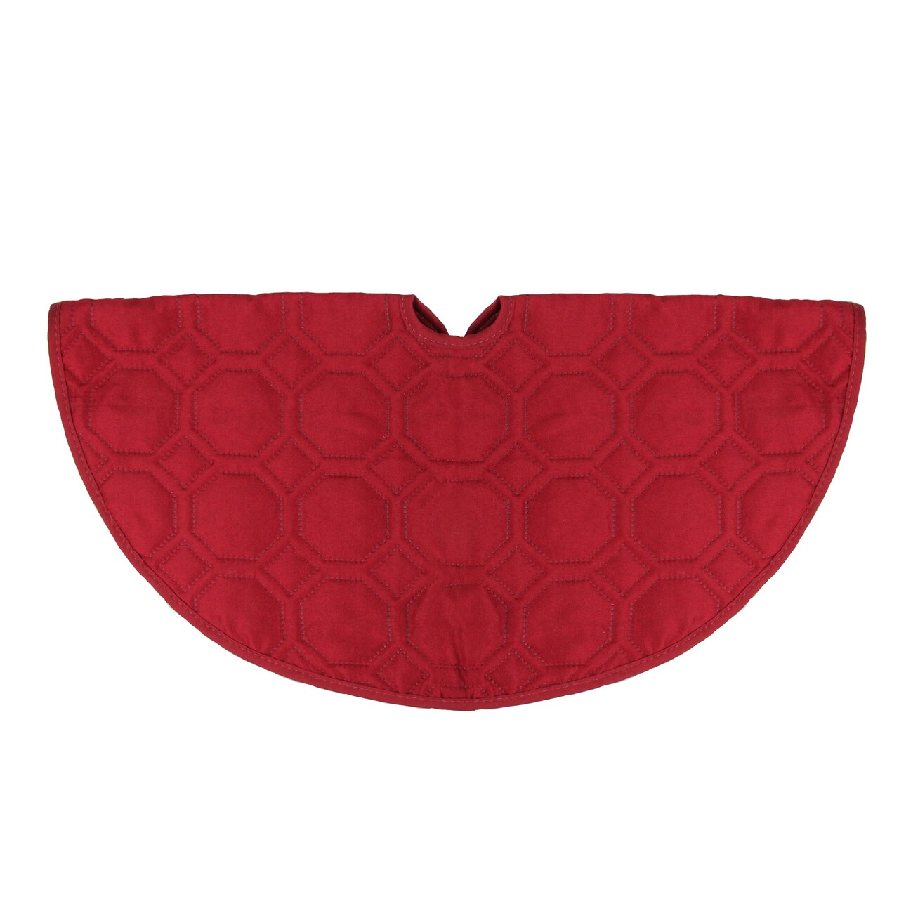 Northlight Solid Quilted Hexagon Pattern Christmas Tree Skirt - 18" - Red